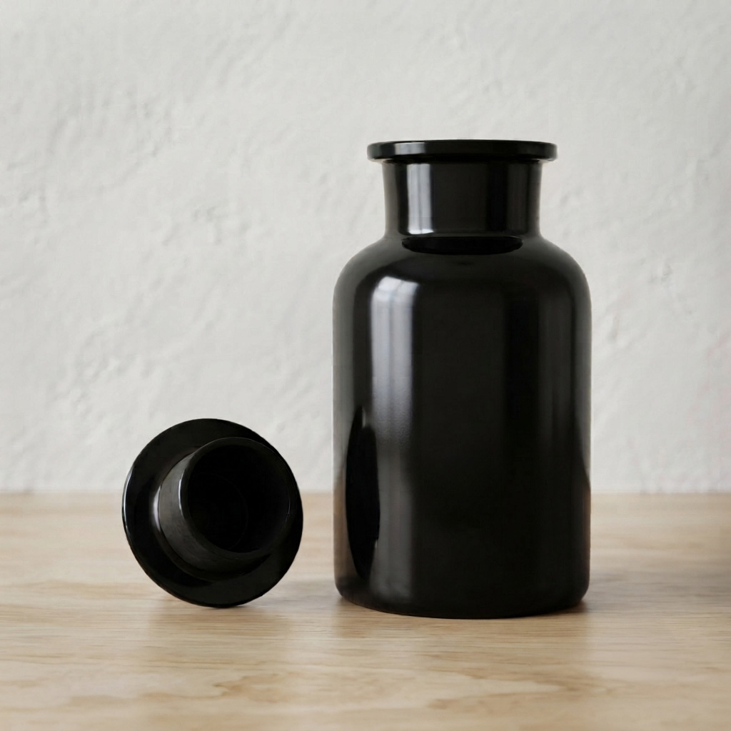 Vaso in vetro con tappo in vetro per la conservazione delle droghe vegetali